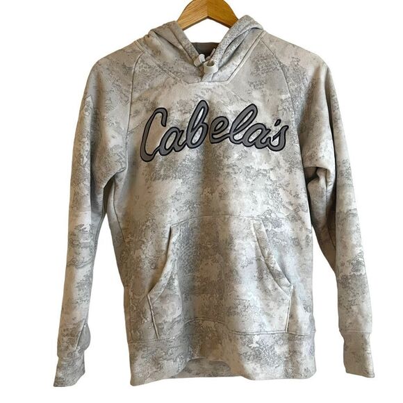 Cabela's Light Grey Camo Embroidered Long Sleeve Hoodie Size Small - Picture 1 of 6
